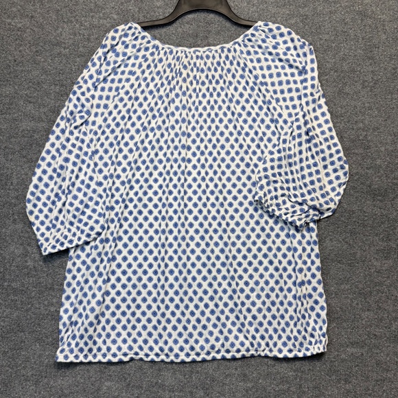 Michael Kors Blouse Womens Plus 2X White 3/4 Sleeves Round Neck Geometric NWT - Picture 2 of 7